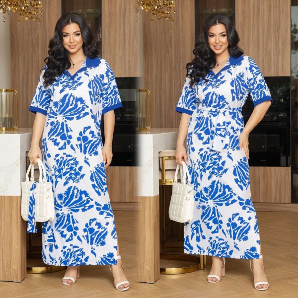 137 Сукня Модель № 7516-1 Тканина : софт Довжина сукні : 142 см. Довжина рукава : 46 см. Стильна довга сукня з коміром , прямого покрою з бічними розрізам