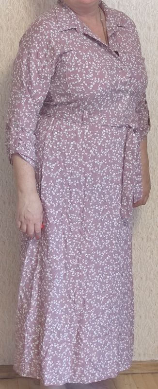  довга сукня сорочка з штапеля застібка на гудзики на всю довжину, рукав регулюється,в бокових швах кармани,,талія на резинці,