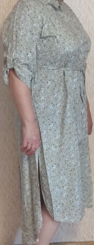  сукня сорочка з штапеля - унівесальна для любої фігури,пояс є. покрій прямий, застібка на гудзики на всю довжину, рукав регулюється,в бокових швах кар