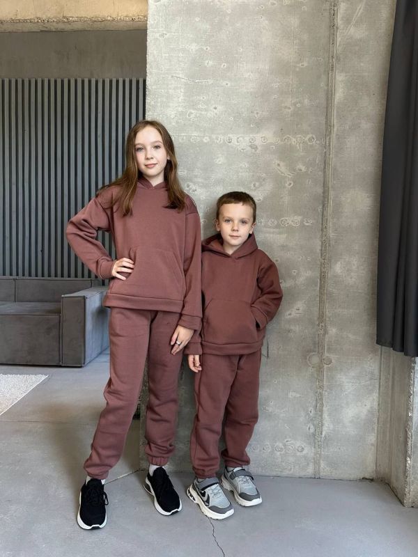 Дитячі костюми з тринитки на флісі(Туреччина,не кашлатиться)шоколад