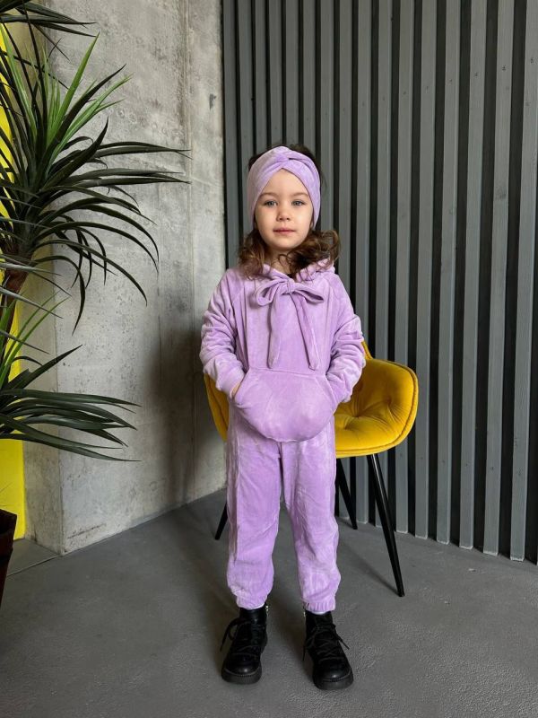 Дитячі велюрові костюми 030 лаванда