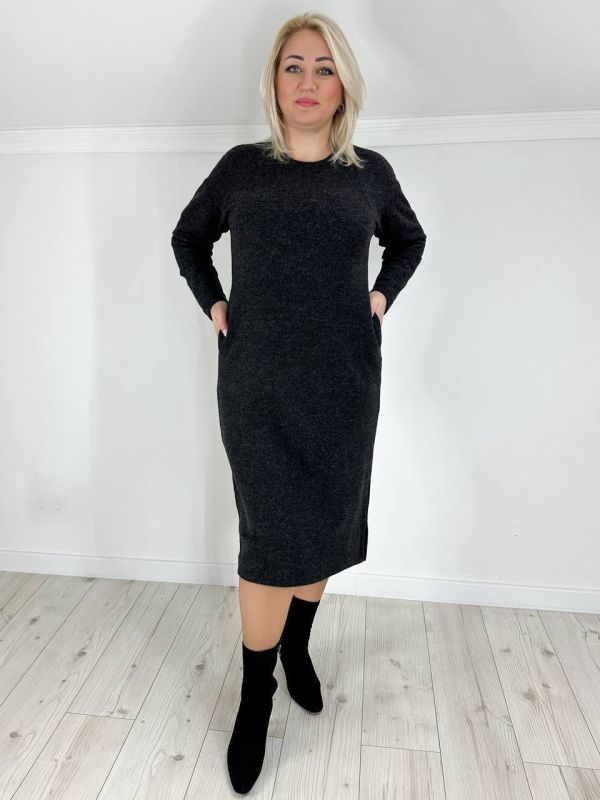 Плаття Тканина ангора вʼязка чорний 48-50 сірий 48-50