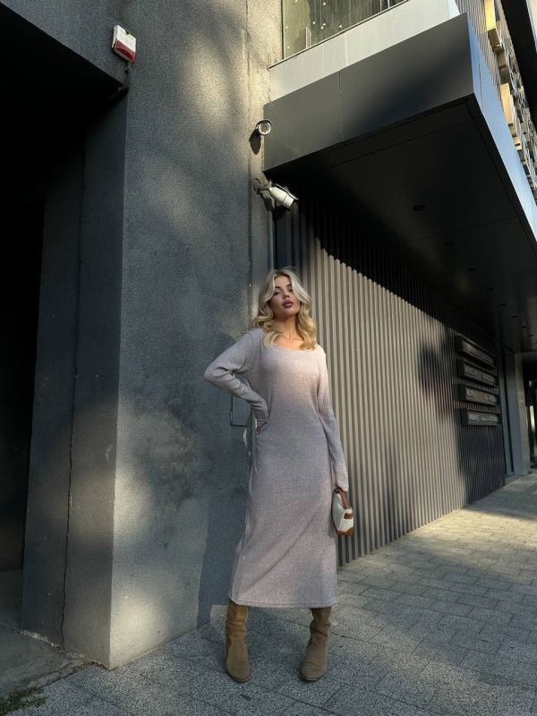 ❤️BLACK FRIDAY ❤️ Вишукане плаття з розрізом на лівому боковому шві, Тканина: Двостороння ангора євр