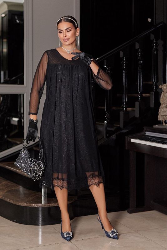 Сукня- " з мереживом по низу " Тканина: Нижня тканина- глітер три.ж з блисткітками ( тягне #238