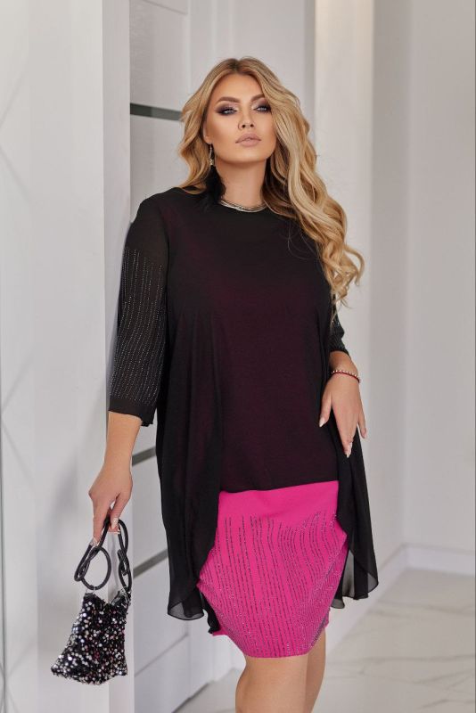 РОЗПРОДАЖ Двійка: Сукня + накидка.# 977 Тканина: Сукня- костюмка діагональ+ стрази високої #242