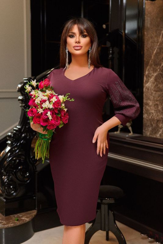 РОЗПРОДАЖ Сукня " россипь на рукавах" Тканина: Костюмка диагональ, декоровано стразами на  #274