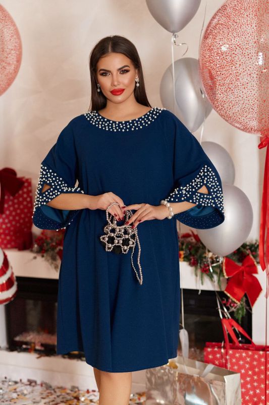 РОЗПРОДАЖ Сукня " МОРЕ ПЕРЛИН" Тканина: Креп дайвинг трикотаж гарної якості + перлини #285