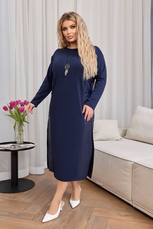 Розпродаж Плаття Тканина : двонитка ( гарної якості )+ екошкіра Вільне плаття , з боків шкіряні вста