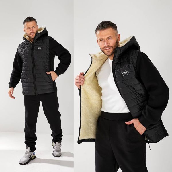 Суперрозпродаж Чоловічий костюм тринитка на флісі,кофта на хутрі овчина і стьобана плащівка на синтепоні 150