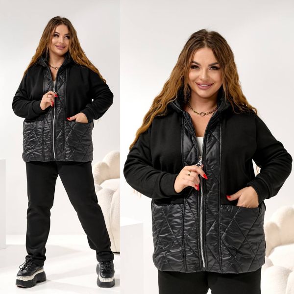 Суперрозпродаж Жіночий костюм тринитка на флісі,кофта вставки стьобана плащівка на синтепо