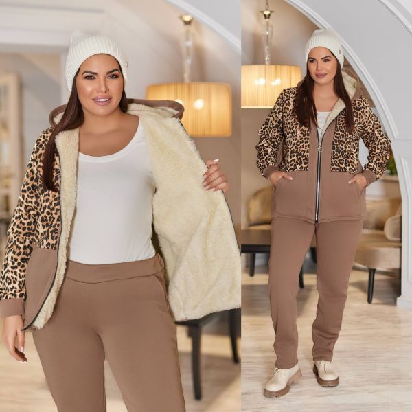 Суперціна Костюм тринитка на флісі ,кофта на хутрі овчина