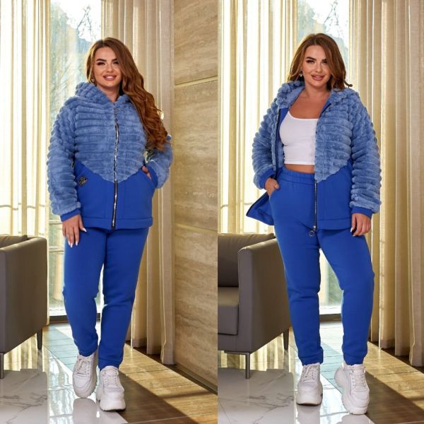 Розпродаж-костюм шубка з тринитки на флісі та хутром тедді