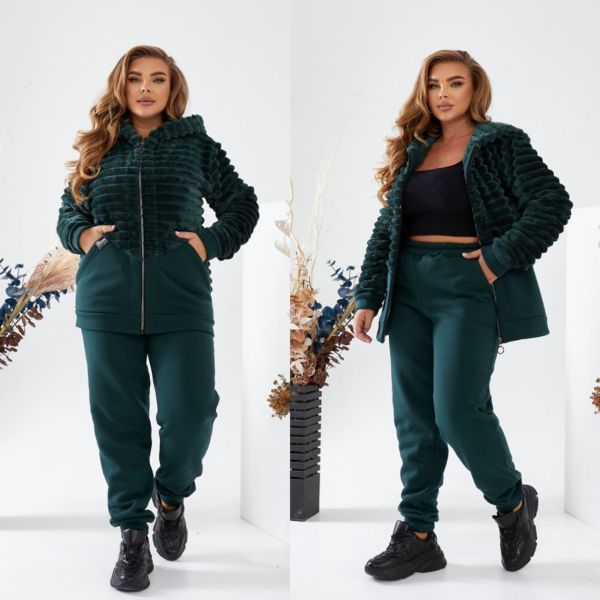 Розпродаж-костюм шубка з тринитки на флісі та хутром тедді