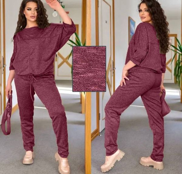 костюм з трикотажу ангора софт бордо