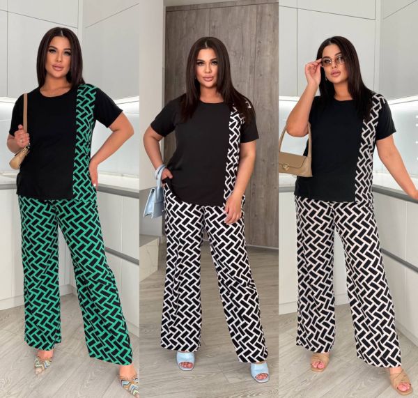 брючний костюм софт принт