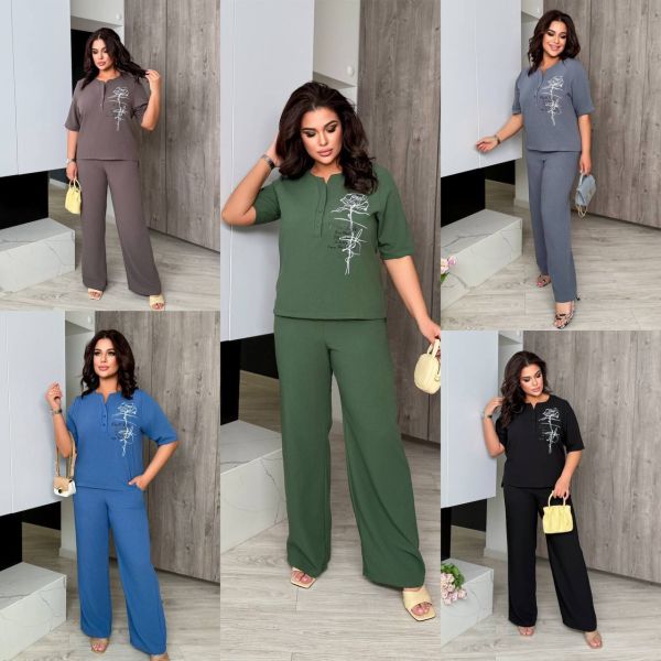 брючний костюм льон полірований графіт шоколад джинс хакі чорний